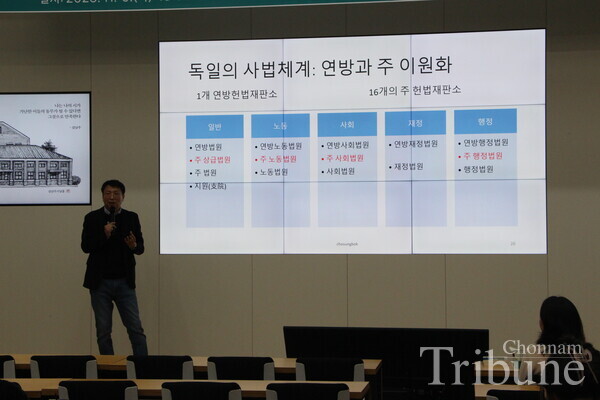 Director Cho Sung-bok speaks of the decentralization system of Germany.