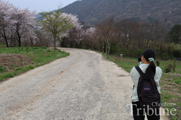 Reporter Jeong In-hu films the Mudol-gil on April 6.