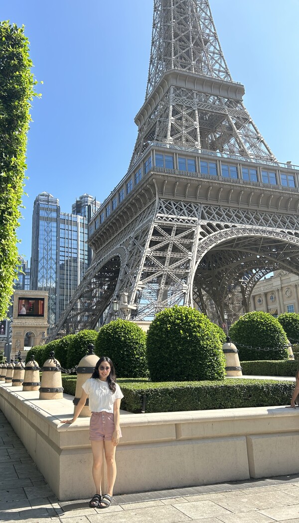 In front of the Parisian Hotel Eiffel Tower, Macau