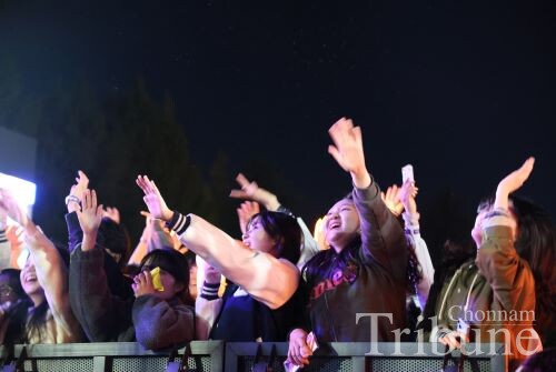 Students enjoy performances on the stage at the festival on Nov. 5.
